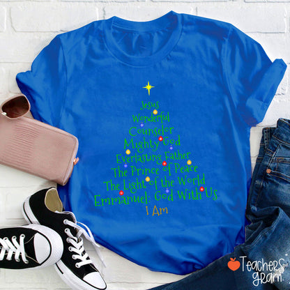 Jesus Wonderful Christmas Tree Teacher T-Shirt