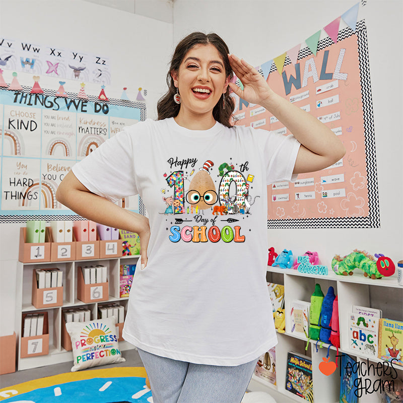 Children's Books Happy 100 Days Of School Teacher T-Shirt