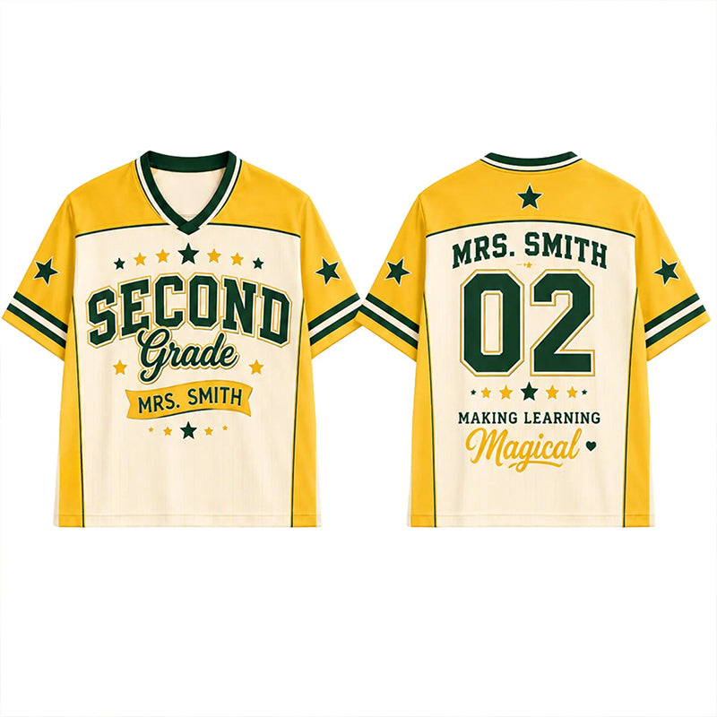 Personalized Grade And Name Making Learning Magical Teacher Mesh Jersey
