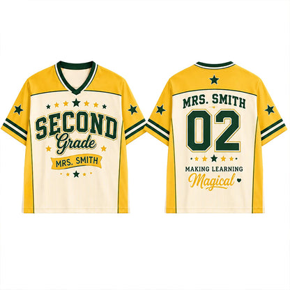 Personalized Grade And Name Making Learning Magical Teacher Mesh Jersey