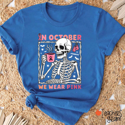 Personalized In October We Wear Pink Teacher T-Shirt