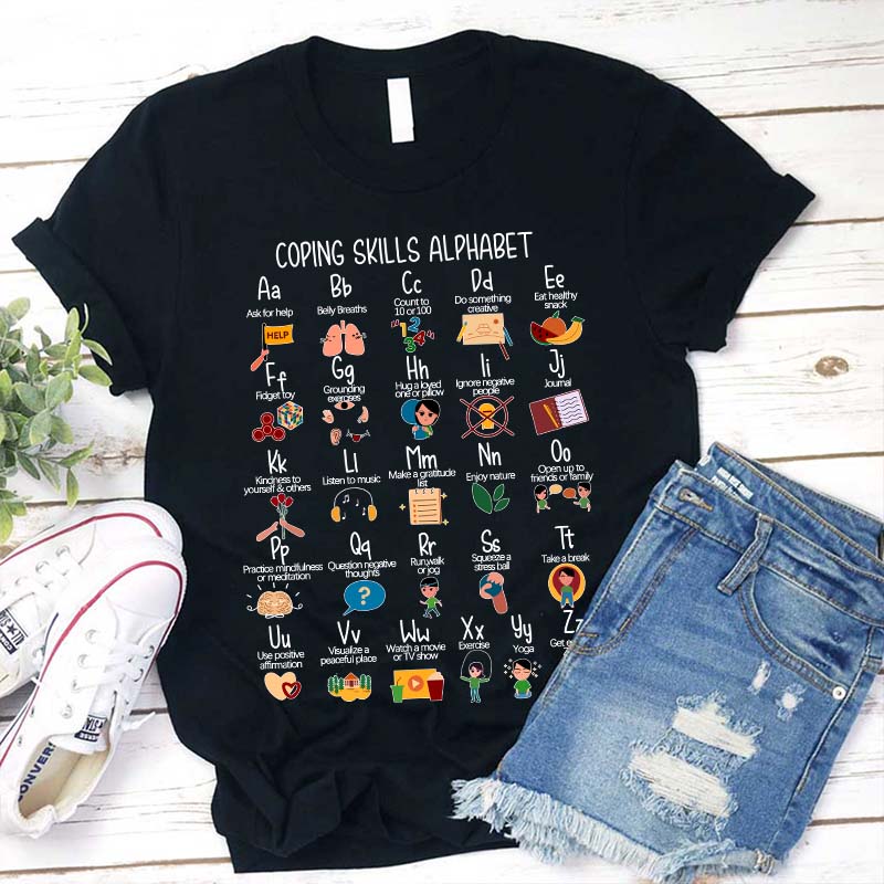 Coping Skills Alphabet Teacher T-Shirt