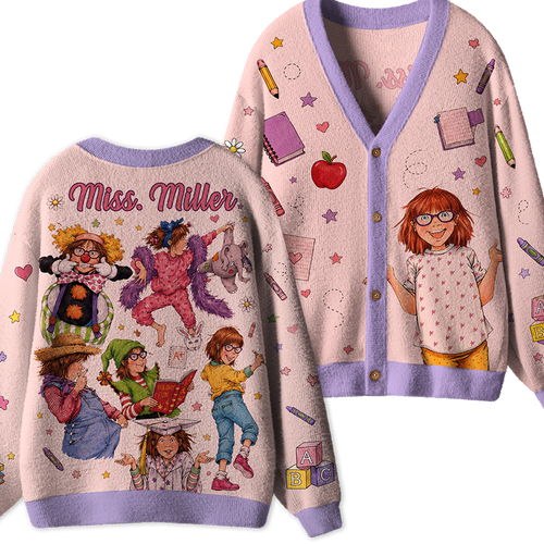 Personalized Name Children's Book Girl Teacher Ugly Cardigan Sweaters