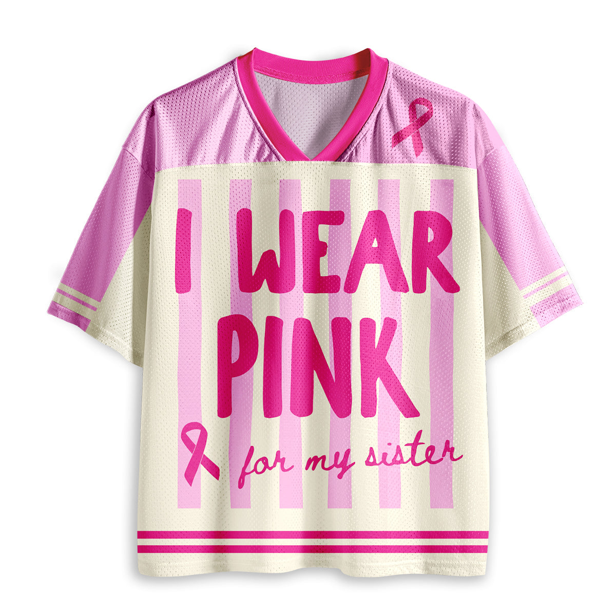 Personalized I Wear Pink For Breast Cancer Teacher Mesh Jersey