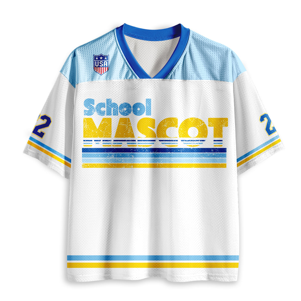 Personalized Mascot And School Name Contrast Color Line Design Teacher Mesh Jersey