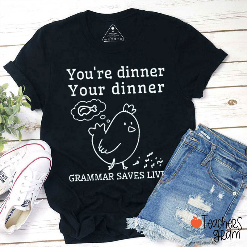 Grammar Saves Lives Funny English Teacher T-Shirt