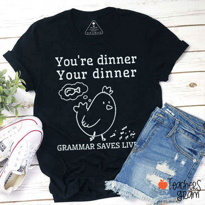 Grammar Saves Lives Funny English Teacher T-Shirt
