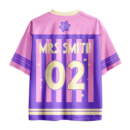 Personalized Grade And Name Preppy Stripes Teacher Mesh Jersey