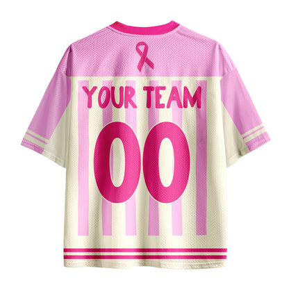 Personalized I Wear Pink For Breast Cancer Teacher Mesh Jersey