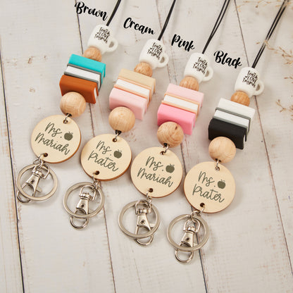 Personalized Teach Love Inspire Cup Book Teacher Lanyard