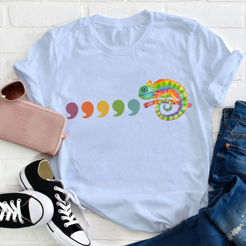 Comma Comma Chameleon Teacher T-Shirt