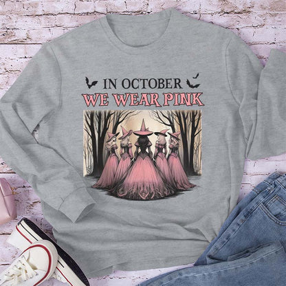 October Pink Witches Teacher Long Sleeve T-Shirt