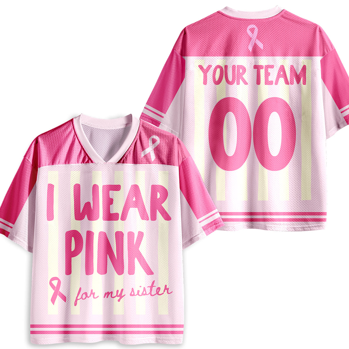 Personalized I Wear Pink For Breast Cancer Teacher Mesh Jersey