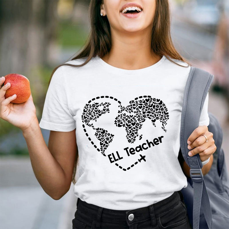 Ell Cute Heart Shape Teacher T-Shirt