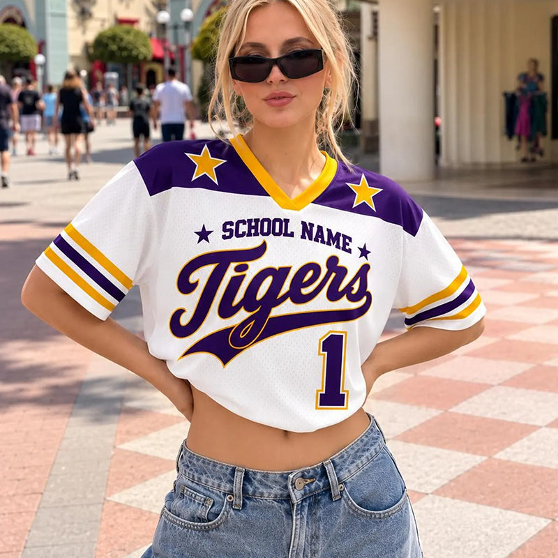 Personalized School Name Mascot And Number Contrast Teacher Mesh Jersey