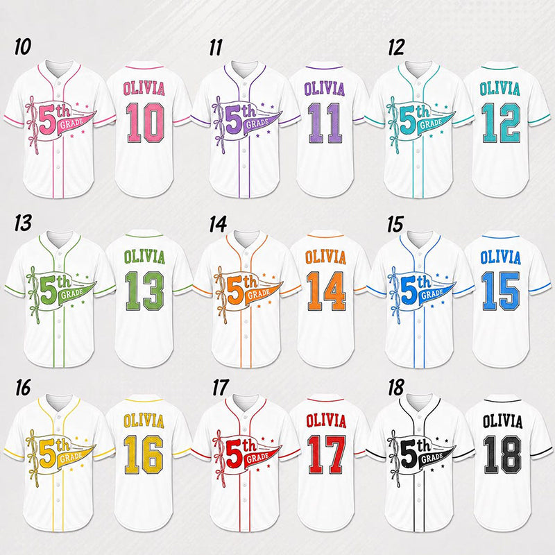 Personalized Grade Name And Number Bow Teacher Baseball Jersey