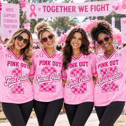 Personalized Grade Pink Out Breast Cancer Awareness Teacher Mesh Jersey