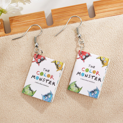 Colorful Monster Feeling Monster Teacher Book Earrings