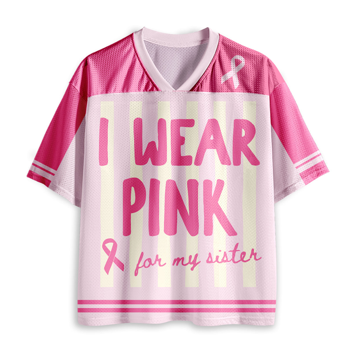 Personalized I Wear Pink For Breast Cancer Teacher Mesh Jersey