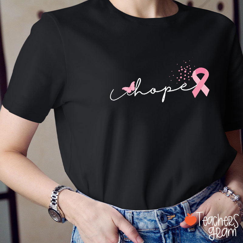 Hope Ribbon Cancer Awareness Teacher T-Shirt