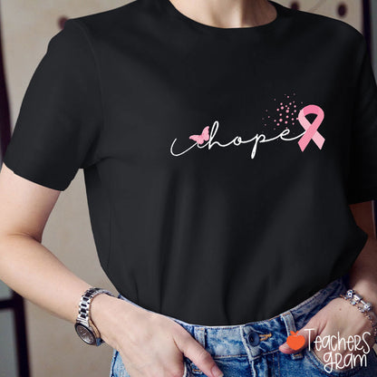 Hope Ribbon Cancer Awareness Teacher T-Shirt