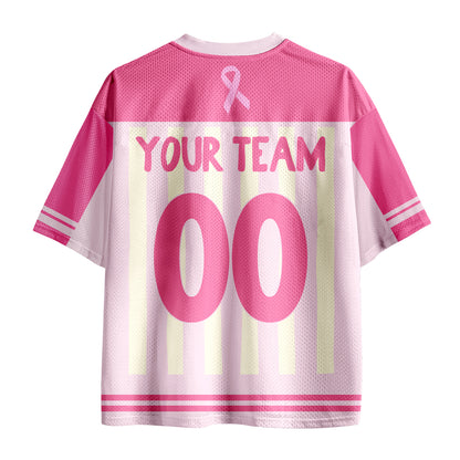 Personalized I Wear Pink For Breast Cancer Teacher Mesh Jersey