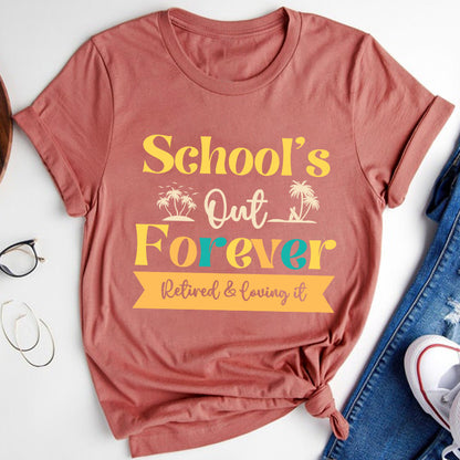 Retro Color School's Out Forever Retired Teacher T-Shirt