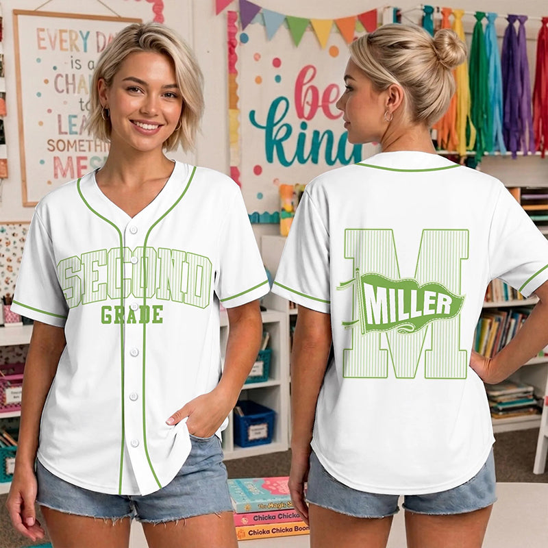 Personalized Grade Teacher Name Initial Mesh Baseball Jersey