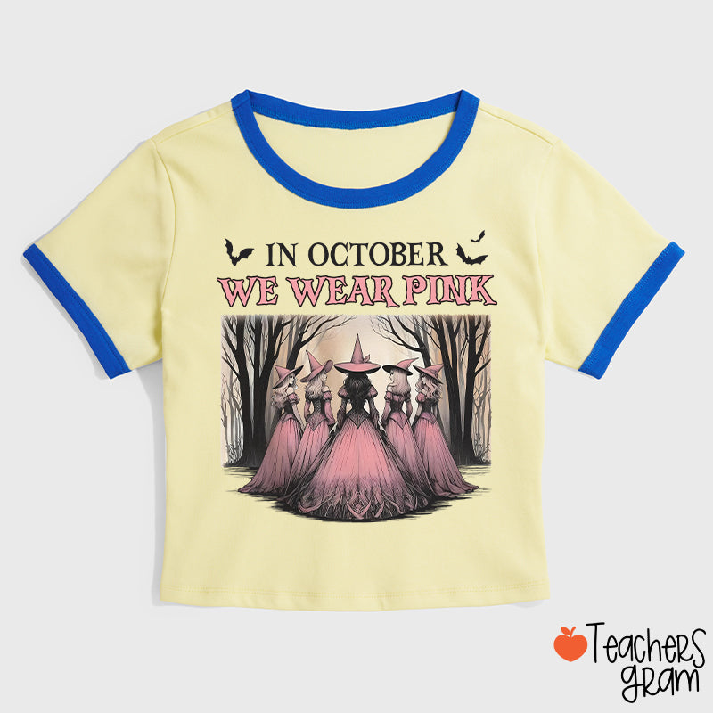 October Pink Witches Teacher Ringer T-Shirt