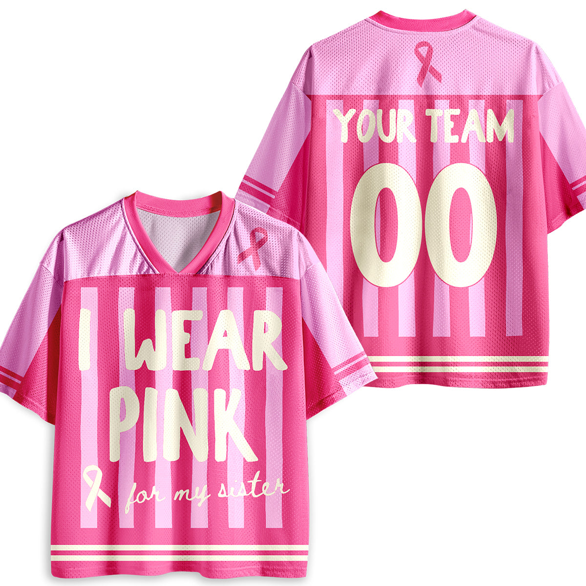Personalized I Wear Pink For Breast Cancer Teacher Mesh Jersey