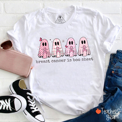 Breast Cancer Is Boo Sheet Breast Cancer Awareness Teacher T-Shirt