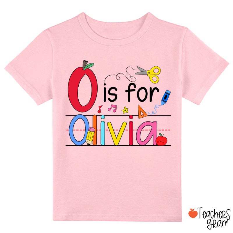 Personalized Name Apple Pencil School Stuff Class T-Shirt