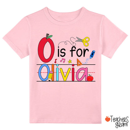 Personalized Name Apple Pencil School Stuff Class T-Shirt