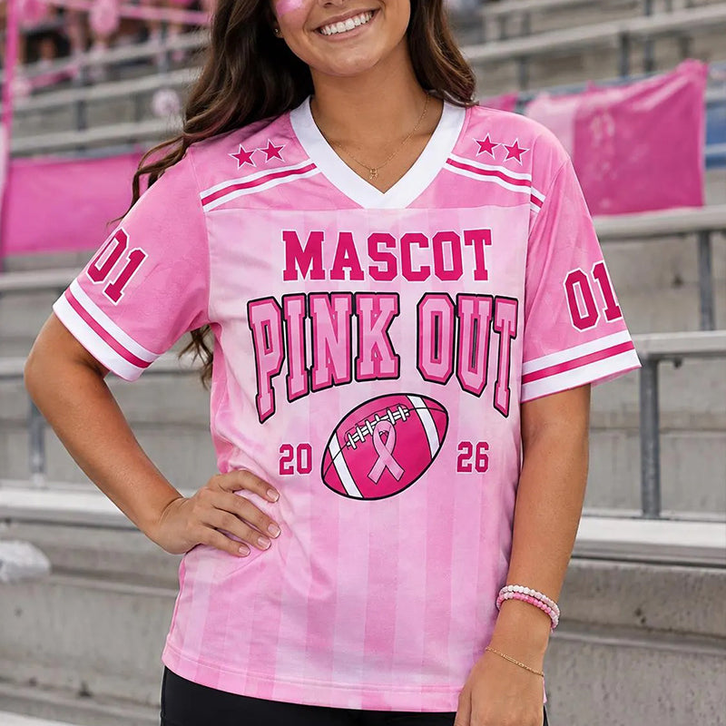 Personalized Mascot Pink Out Teacher Mesh Jersey