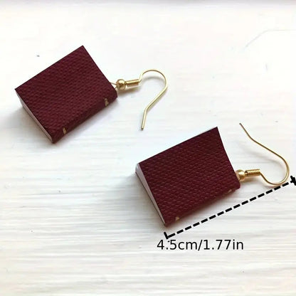 3D Book Teacher Metal Earrings