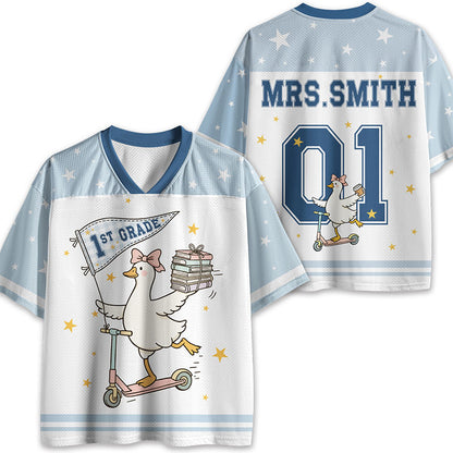 Personalized Name And Grade Silly Goose Teacher Mesh Jersey