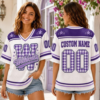 Personalized Mascot Name And Number Plaid Letter Teacher Mesh Jersey 