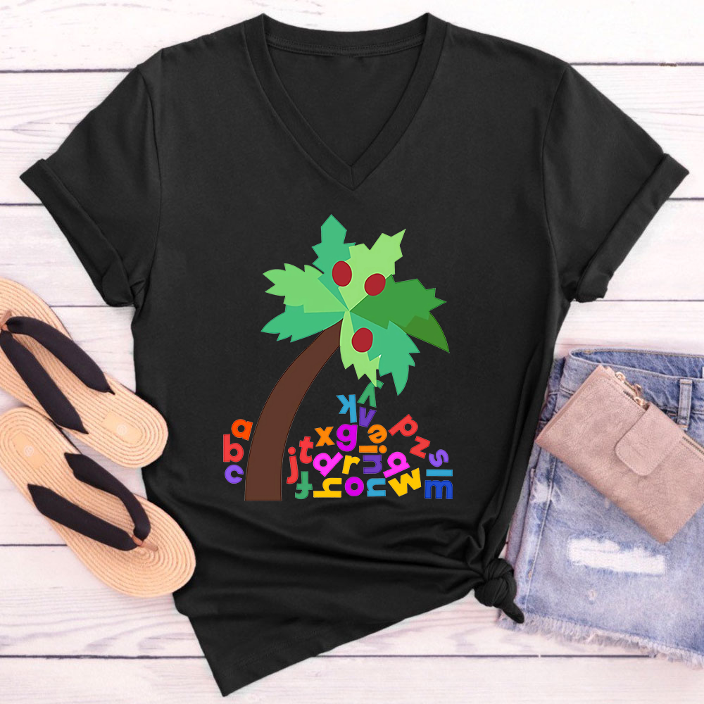 Coconut Tree Teacher Female V-Neck T-Shirt