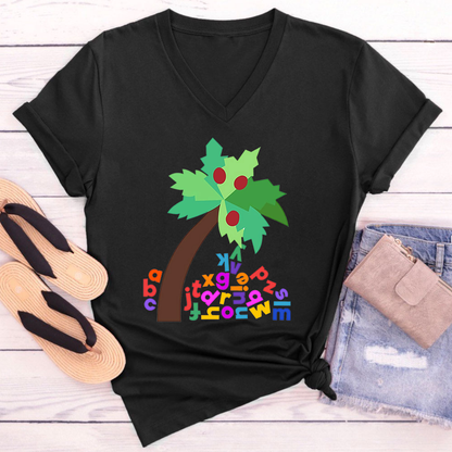 Coconut Tree Teacher Female V-Neck T-Shirt