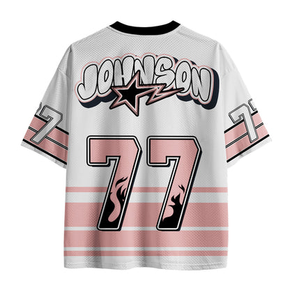 Personalized Name And Number Flame Silhouette Teacher Mesh Jersey