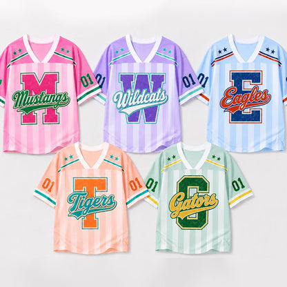 Personalized Mascot Vintage Distressed Letter Striped Teacher Mesh Jersey