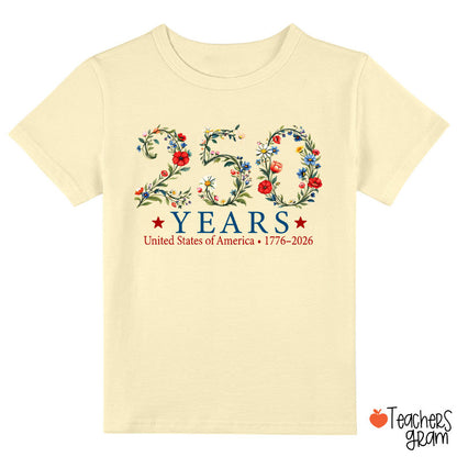 USA 250th Anniversary Floral Class T-Shirt