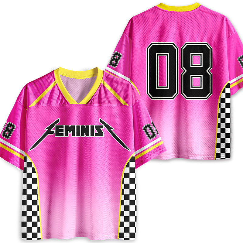 Feminist Checkered Teacher Mesh Jersey