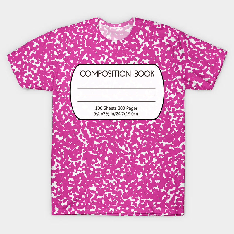 Pink Black Composition Book Teacher Printed Super Soft T-Shirt