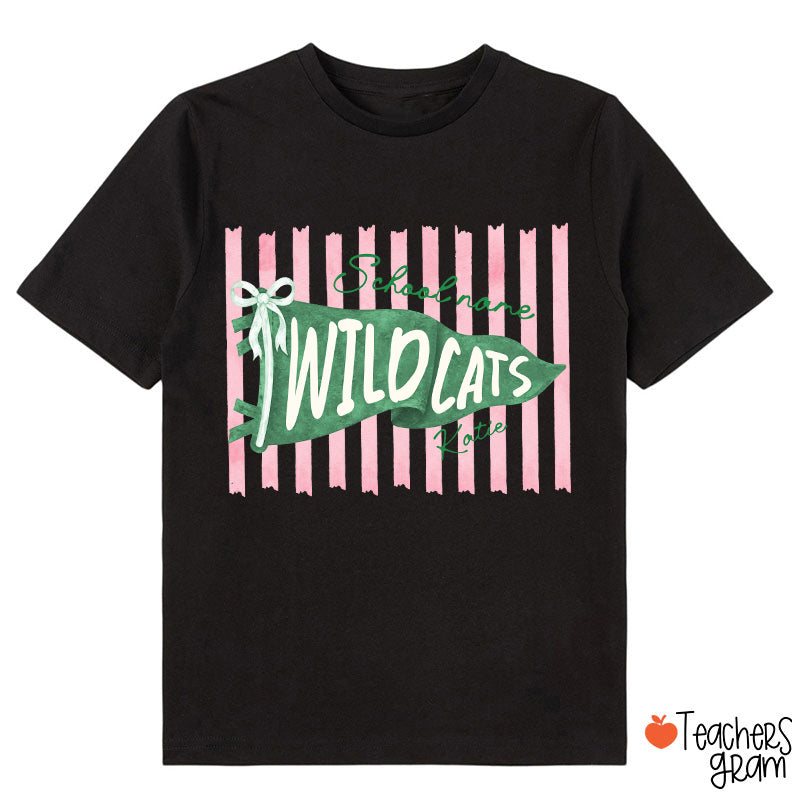 Personalized Mascot School Spirit Stripes Pennant Class T-Shirt