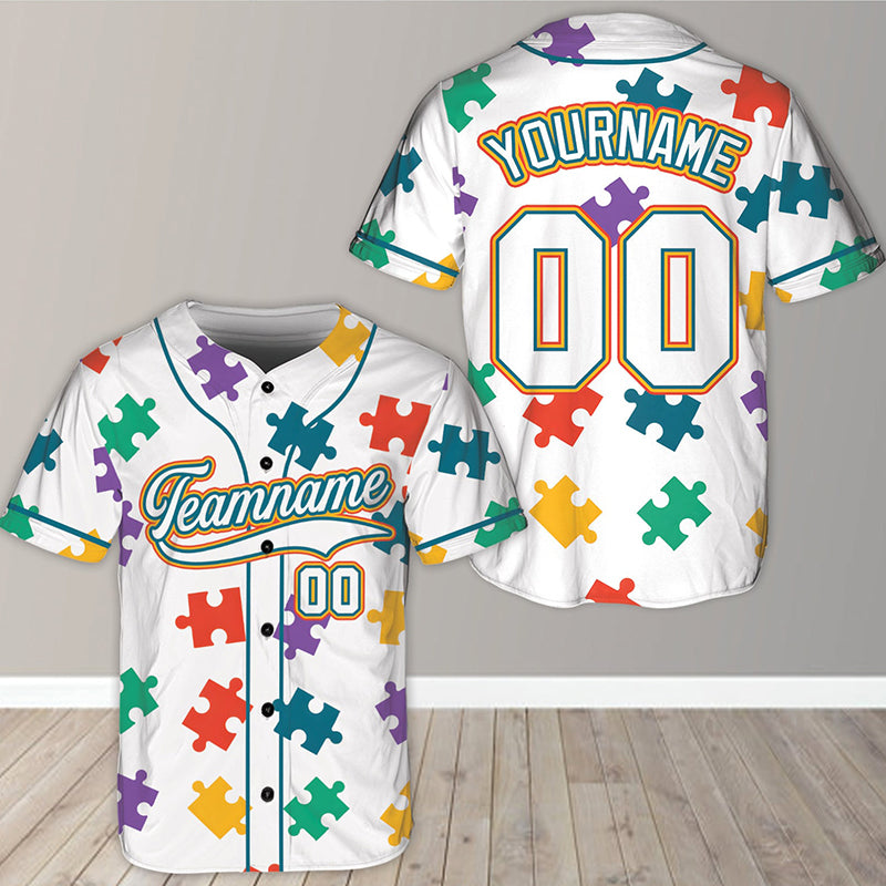 Personalized Autism Awareness Teacher Baseball Jersey