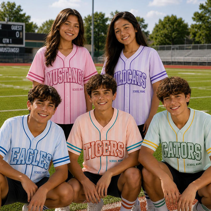 Personalized Mascot School Name Pinstripe Mesh Teacher Baseball Jersey