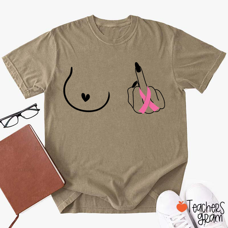 Middle Finger Minimal Line Art Distressed Washed Teacher T-Shirt