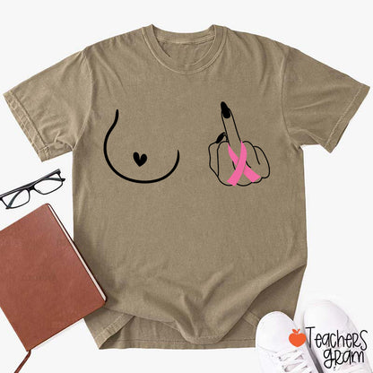 Middle Finger Minimal Line Art Distressed Washed Teacher T-Shirt