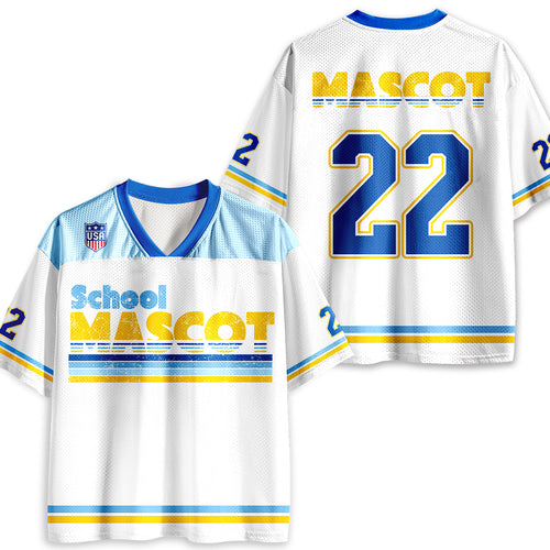 Personalized Mascot And School Name Contrast Color Line Design Teacher Mesh Jersey
